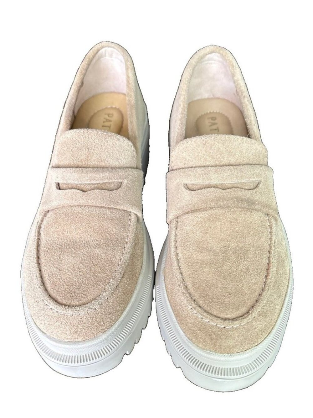 Patina Portland Leather Suede Zoe Loafers Chunky Platform Tan Women Sz. 6-NICE!